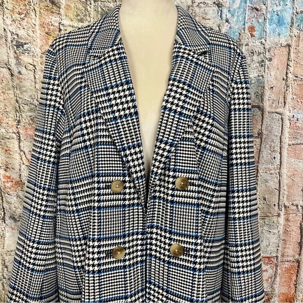 J Jill Long Plaid Duster Open Front Tunic Overcoat Sz L - Picture 5 of 9
